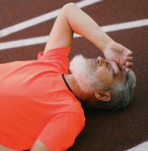 Exhausted athlete after training
